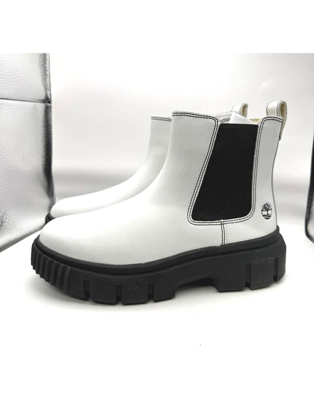 Timberland Women's White Greyfield Chelsea Combat Boots 5.5